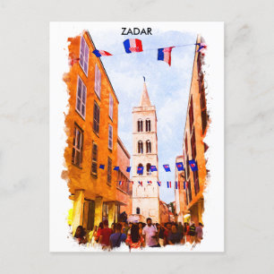 Zadar Croatia Watercolor painting Postcard
