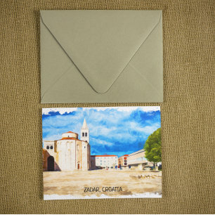 Zadar Croatia Watercolor Panorama View Postcard