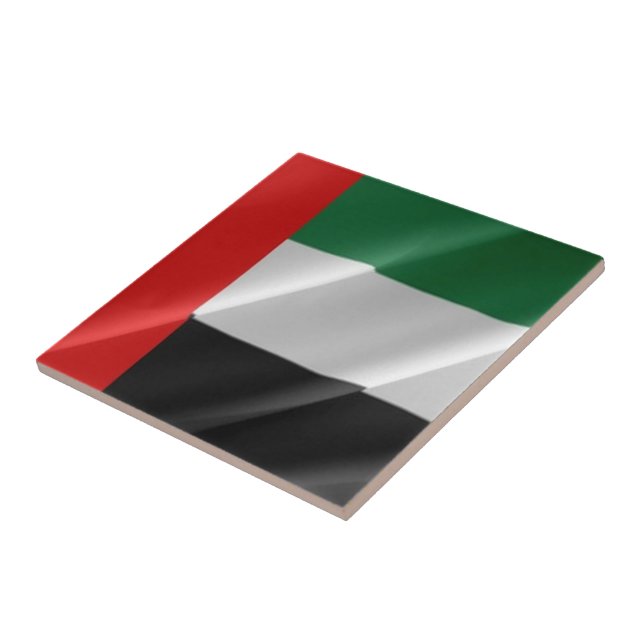 zAE002 UNITED ARAB EMIRATES waving FLAG UAE Ceramic Tile (Side)