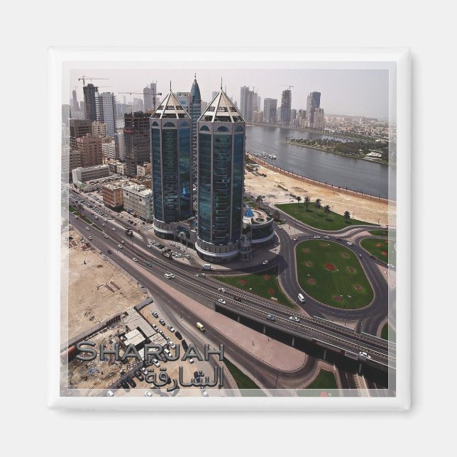 zAE015 SHARJAH, SKYLINE, UAE, Fridge Magnet (Front)