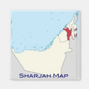 zAE017 MAP of SHARJAH, UAE, Asia, Fridge Magnet