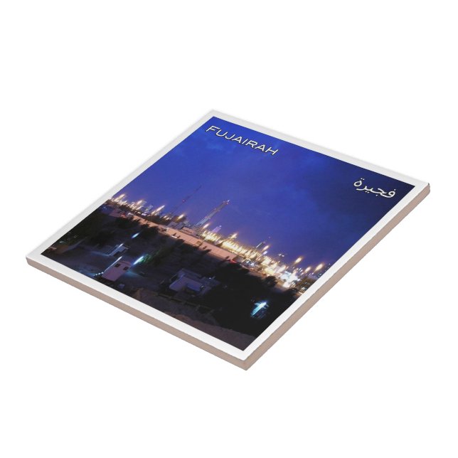 zAE036 FUJAIRAH a view at night, UAE, Asia, Ceramic Tile (Side)