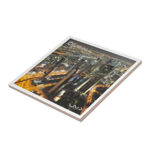 zAE038 DUBAI night scene, United Arab Emirates UAE Ceramic Tile