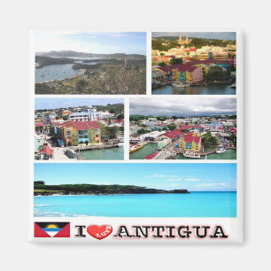 zAG004  ANTIGUA I Love, Mosaic, Fridge Magnet