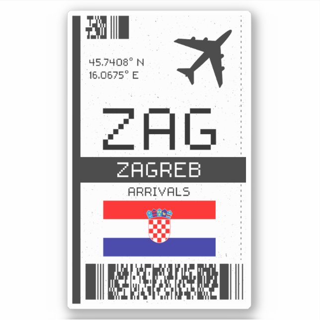 ZAG Zagreb Boarding Pass - Croatia Travel (Front)