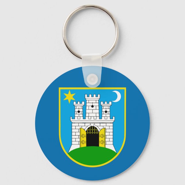 Zagreb city flag croatia symbol key ring (Front)