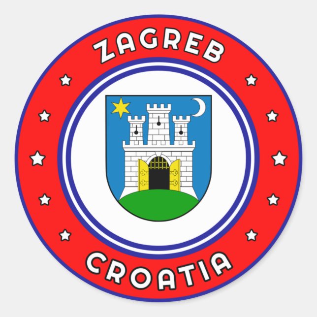 Zagreb Coat Of Arms Croatia Classic Round Sticker (Front)