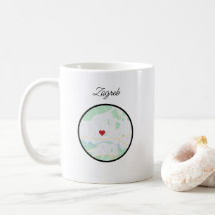 Zagreb Croatia Handpainted City Map Heart Coffee Mug
