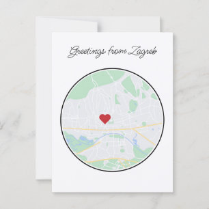 Zagreb Croatia Handpainted City Map Postcard
