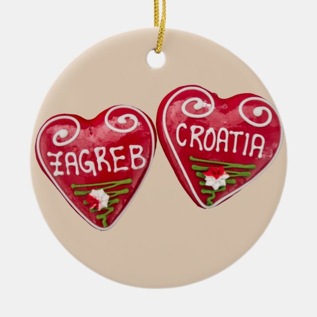 Zagreb, Croatia: Heart-Shaped Licitar Ceramic Ornament (Front)
