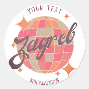 Zagreb Croatia Hrvatska retro holiday souvenir  Classic Round Sticker
