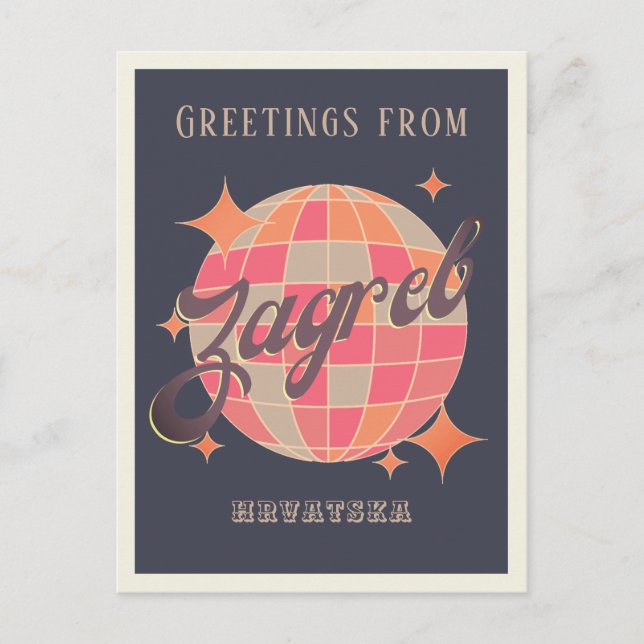 Zagreb Croatia Hrvatska retro travel greetings Postcard (Front)