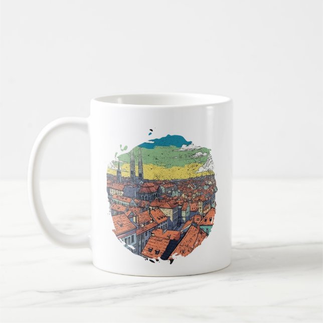 ZAGREB CROATIA ILLUSTRATION  COFFEE MUG (Left)