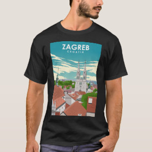 Zagreb Croatia Minimal Vintage Retro Travel Poster T-Shirt