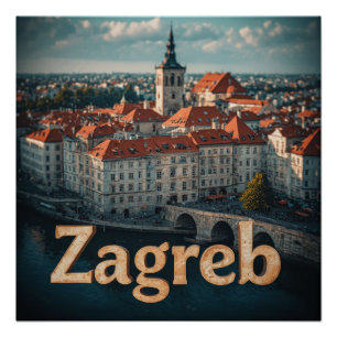 Zagreb Croatia Old Town History Architecture Poster