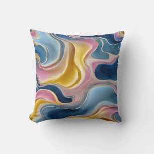 “Zahara” Swirls of blues, pink and sand. Cushion