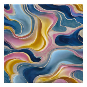 “Zahara” Swirls of blues, pink and sand. Poster