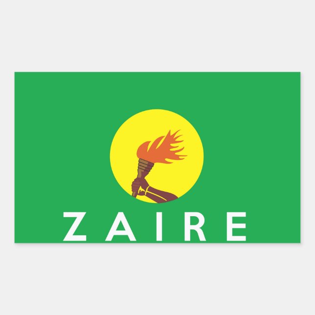 zaire congo country flag symbol name text rectangular sticker (Front)
