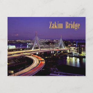 Zakim Bridge, Boston at night Postcard