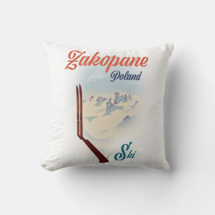 Zakopane Poland ski poster Cushion