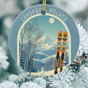Zakopane Poland Tatra Mountains ski souvenir  Ceramic Ornament