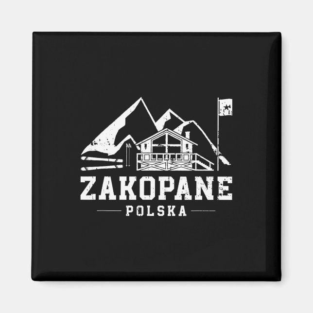 Zakopane Polska Winter Sports Skiing Snowboarding  Magnet (Front)