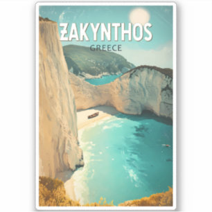 Zakynthos Greece Illustration Travel Art Vintage