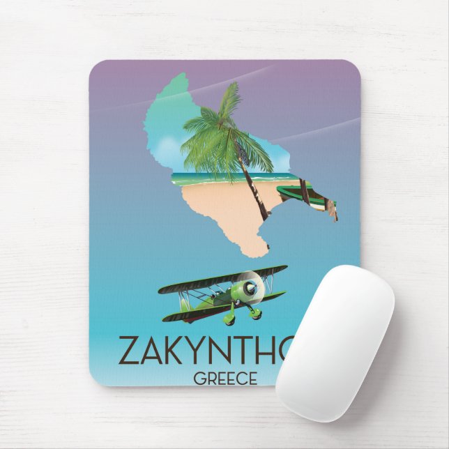 Zakynthos Greece map travel poster Mouse Pad (With Mouse)