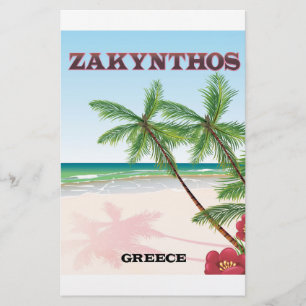 Zakynthos Greece travel poster Stationery