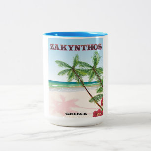 Zakynthos Greece travel poster Two-Tone Coffee Mug
