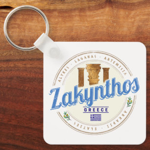 Zakynthos Island Greece Vacation Vintage Souvenir Key Ring