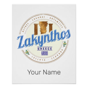 Zakynthos Island Greece Vacation Vintage Souvenir Poster