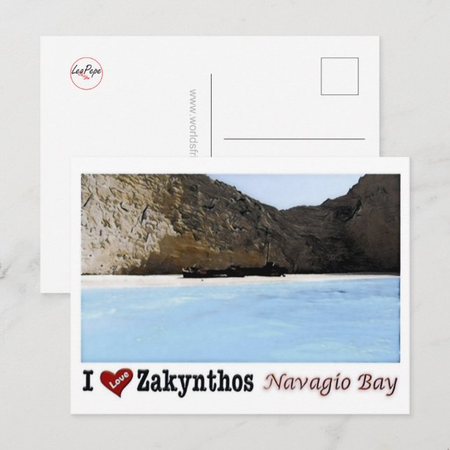 Zakynthos - Navagio Beach - I Love - Greece - Postcard (Front/Back)