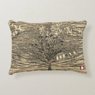 ZALMAXI HOME beige abstract tree Accent Pillow