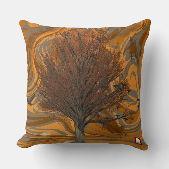 ZALMAXI HOME brick-red   abstract tree Throw Pillo Cushion (Front)