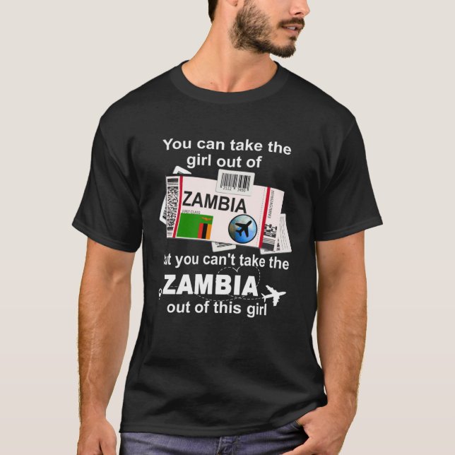 Zambia Boarding Pass  Zambia Girl  Zambia T-Shirt (Front)