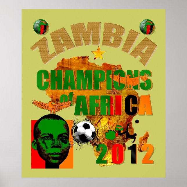 Zambia Champions of Africa Nations Cup 2012 Art Poster (Front)