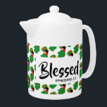 ZAMBIA Christian Scripture Blessed MEDIUM<br><div class="desc">Celebrate your faith and your ZAMBIA heritage when you next enjoy making your hot drink in this stylishly designed teapot. Outline of ZAMBIA in a diagonal tiled pattern, with Scripture reference Ephesians 1:3 (Blessed with every spiritual blessing). This would make an ideal gift any time of year and for any...</div>