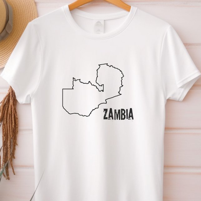 Zambia Country Map Zambian Border Line Land Shape T-Shirt (Creator Uploaded)