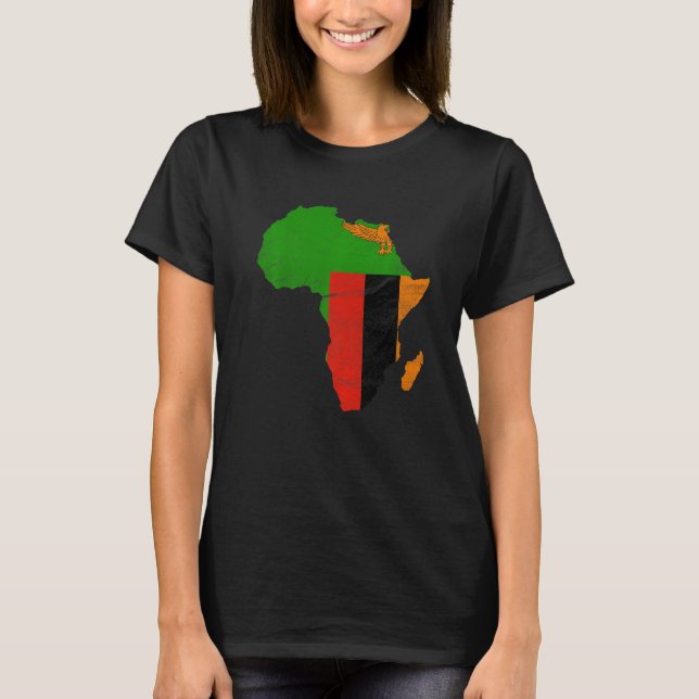 Zambia Flag Africa Continent Silhouette Gift for Z T-Shirt (Front)