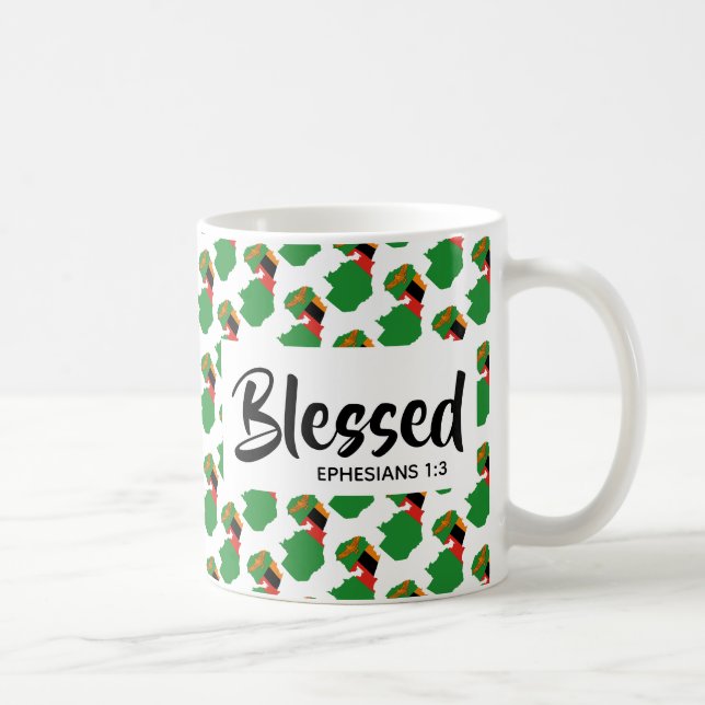 ZAMBIA FLAG | Blessed | Ephesians Scripture Coffee Mug (Right)