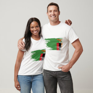 Zambia Flag Brush Art T-Shirt