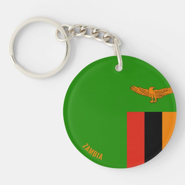 Zambia Flag Charming Patriotic Key Ring (Front)