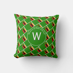 ZAMBIA FLAG  Customised Monogram Scripture Zambian Cushion
