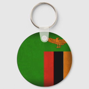 Zambia Flag Distressed Keychain