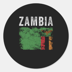 Zambia Flag Distressed - Zambian Flag Classic Round Sticker