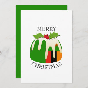 ZAMBIA FLAG   Festive Plum Pudding   Christmas Holiday Card