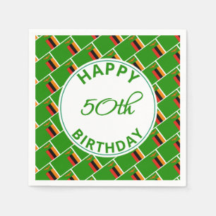 ZAMBIA FLAG Happy 50th Birthday Customised Paper Napkin