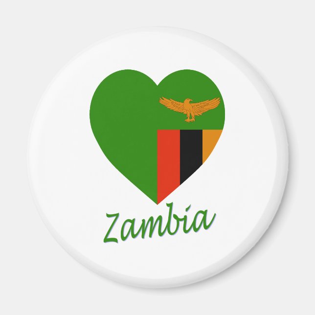 Zambia Flag Heart Magnet (Front)