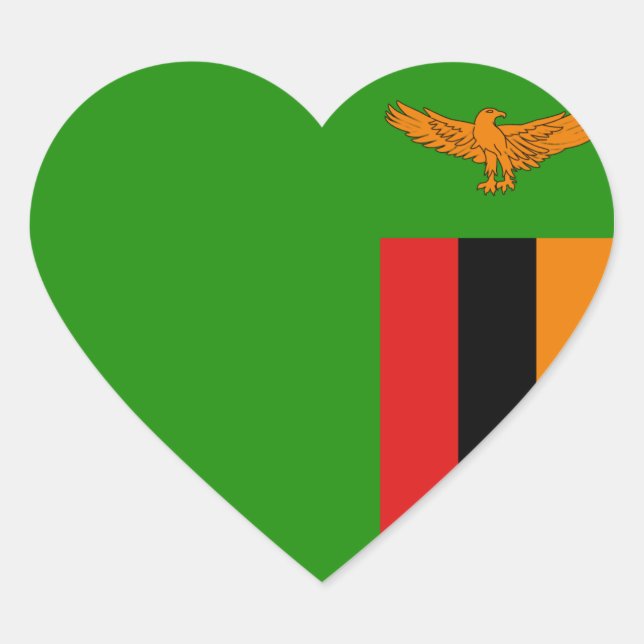 Zambia Flag Heart Sticker (Front)
